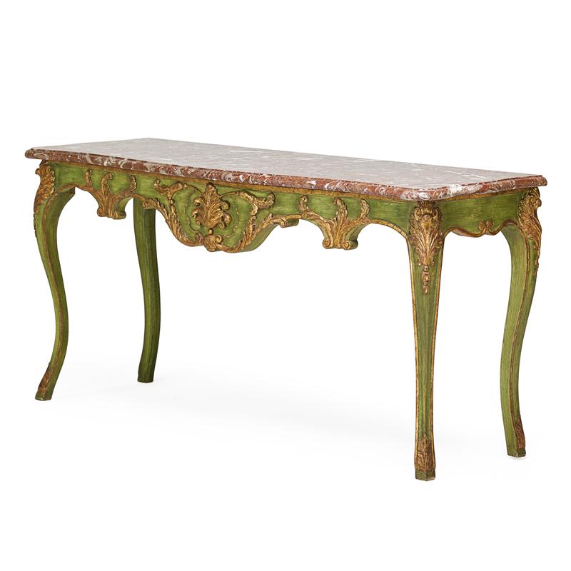 Appraisal: LOUIS XV STYLE PARCEL GILT CONSOLE Painted with marble top