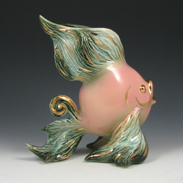 Appraisal: Hull Ebb Tide E- Fish Vase w Gold - Mint