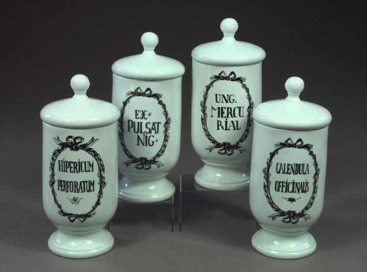 Appraisal: Tall Set of Four Porcellain Woestunroos Holland Footed cylindrical White