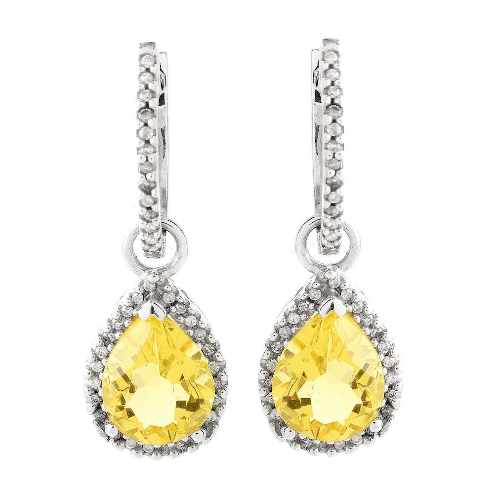 Appraisal: Diamond Yellow Stone and K Earrings Approx carat Diamond Yellow