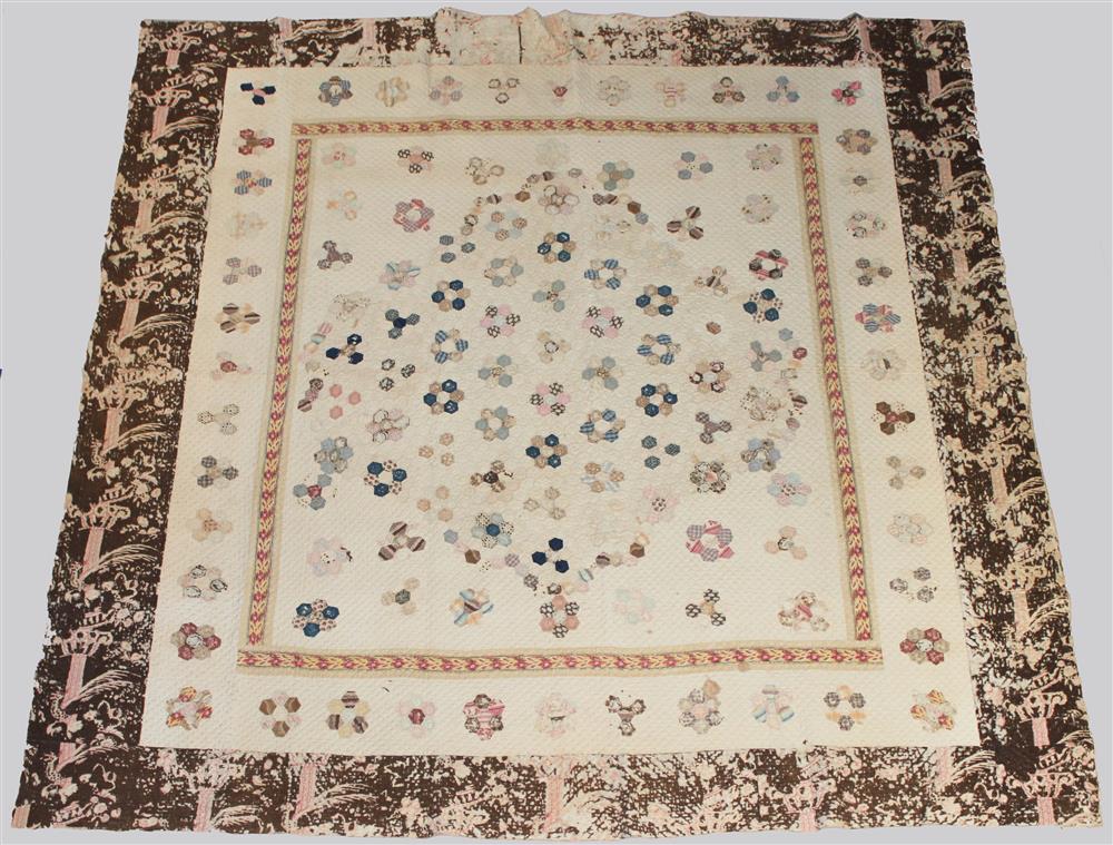 Appraisal: AMERICAN PIECED QUILT IN MOSAIC STYLE WITH CENTER MEDALLION AND