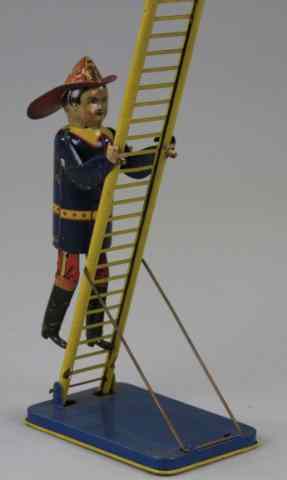 Appraisal: SLIPPING SAM FIREMAN Louis Marx lithographed tin key wind figure