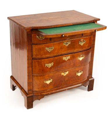 Appraisal: A George II walnut broken D-front chest the top with