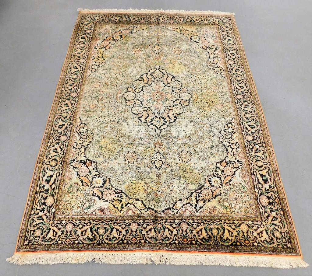 Appraisal: KASHMIR BOTANICAL RUG Middle East th Century Cream black and