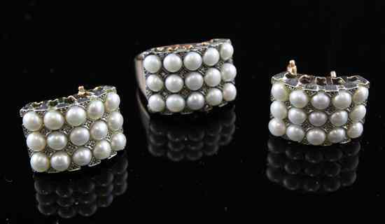 Appraisal: A ct gold cultured pearl and diamond chip dress ring