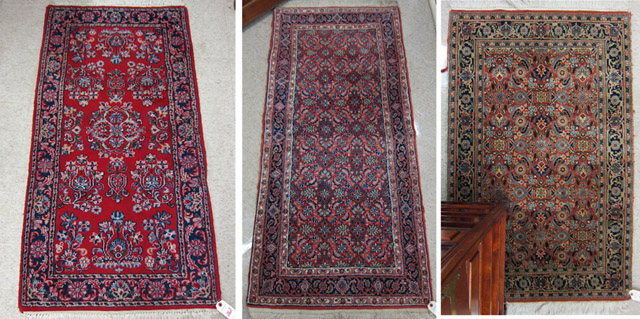 Appraisal: THREE ORIENTAL AREA RUGS all Indo-Persian and hand knotted sizes