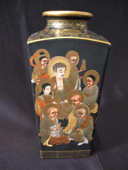 Appraisal: Japanese satsuma vase early th century Of tall square baluster