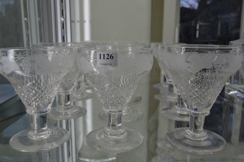 Appraisal: TWELVE VICTORIAN HANDBLOWN AND ETCHED GLASSES WITH GRAPE AND VINE