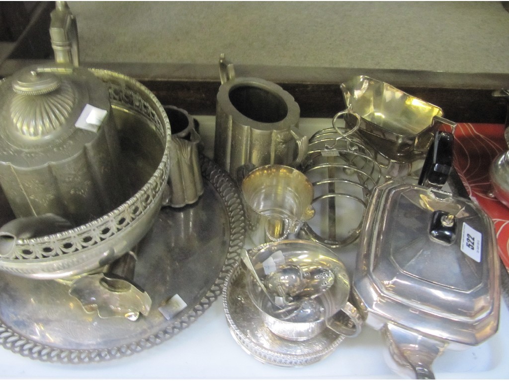 Appraisal: A tray lot of EP - tea services tray pedestal