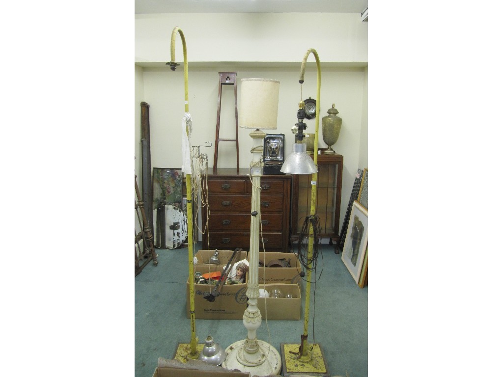 Appraisal: Pair of early th century painted floor lamps and another