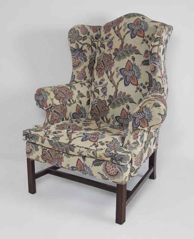 Appraisal: DREXEL HERITAGE WING BACK CHAIR Floral upholstery '' h x