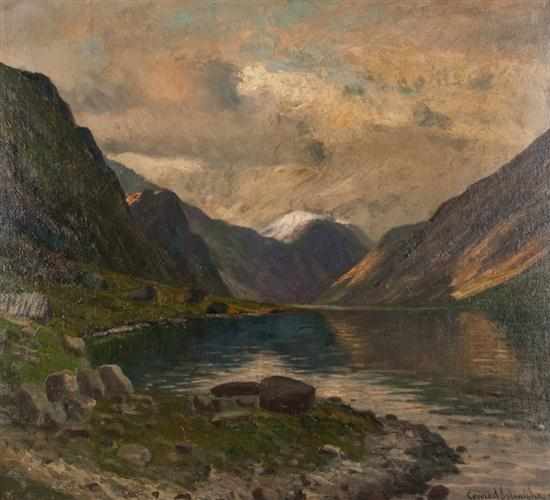 Appraisal: Conrad Hans Selmyhr Norwegian - Mountainous Landscape with Lake oil