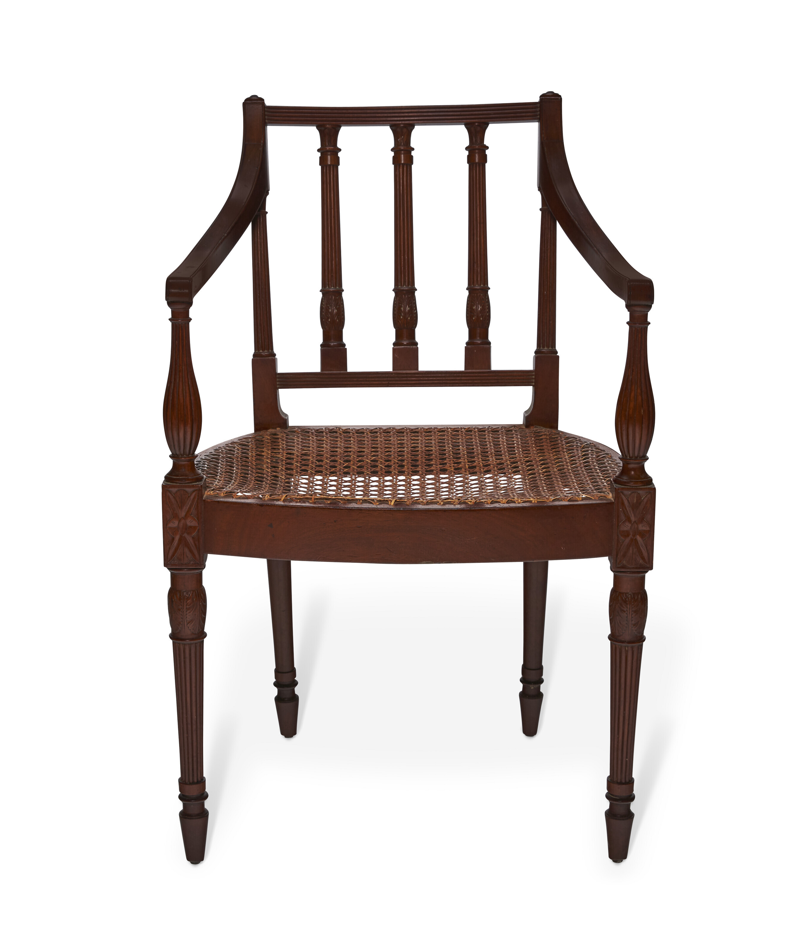 Appraisal: A FEDERAL CARVED MAHOGANY ARMCHAIR ATTRIBUTED TO HENRY CONNELLY -