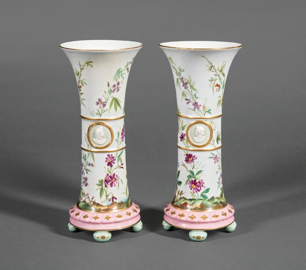 Appraisal: Pair of Henri Adant Limoges Polychrome Gilt and Bisque Porcelain