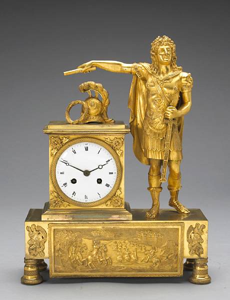 Appraisal: A French Empire gilt bronze figural mantel clock early th