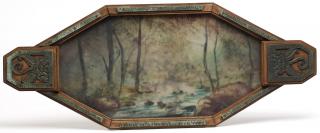 Appraisal: Arts and Crafts Painted Serving Platter The octagonal form framing