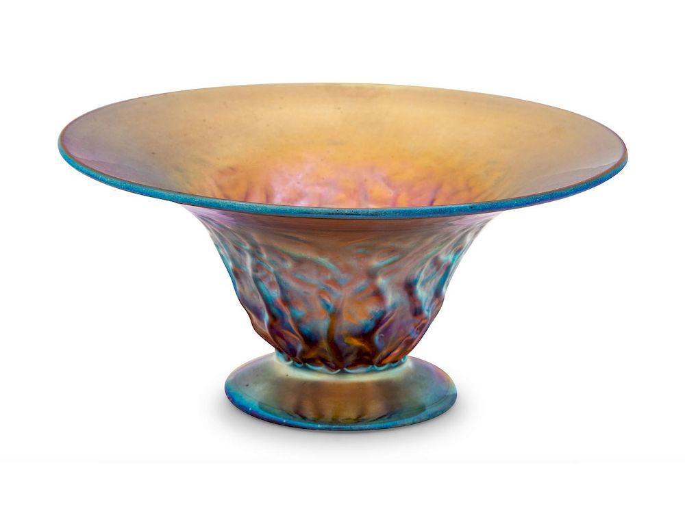 Appraisal: Arthur J Nash British - Iridescent Footed Bowl Arthur J