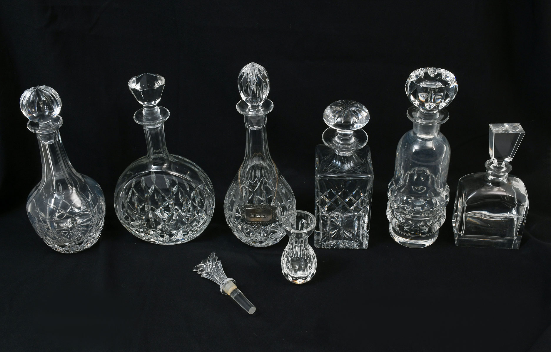 Appraisal: CRYSTAL DECANTERS TO INCLUDE WATERFORD Comprising - Brock - Spode