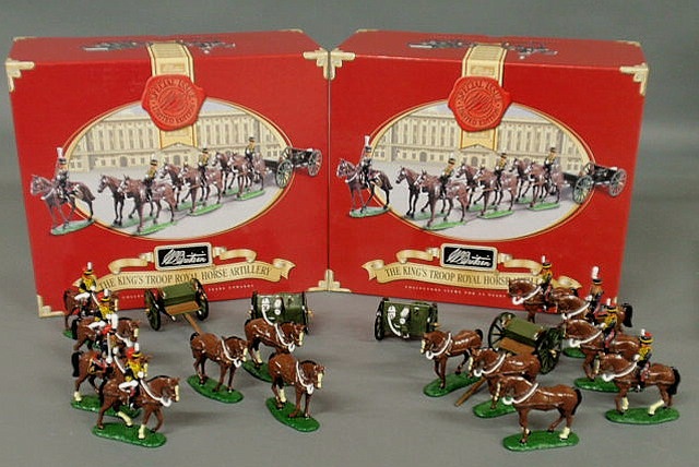 Appraisal: Two identical boxed nine-piece sets of Britains King s Troop