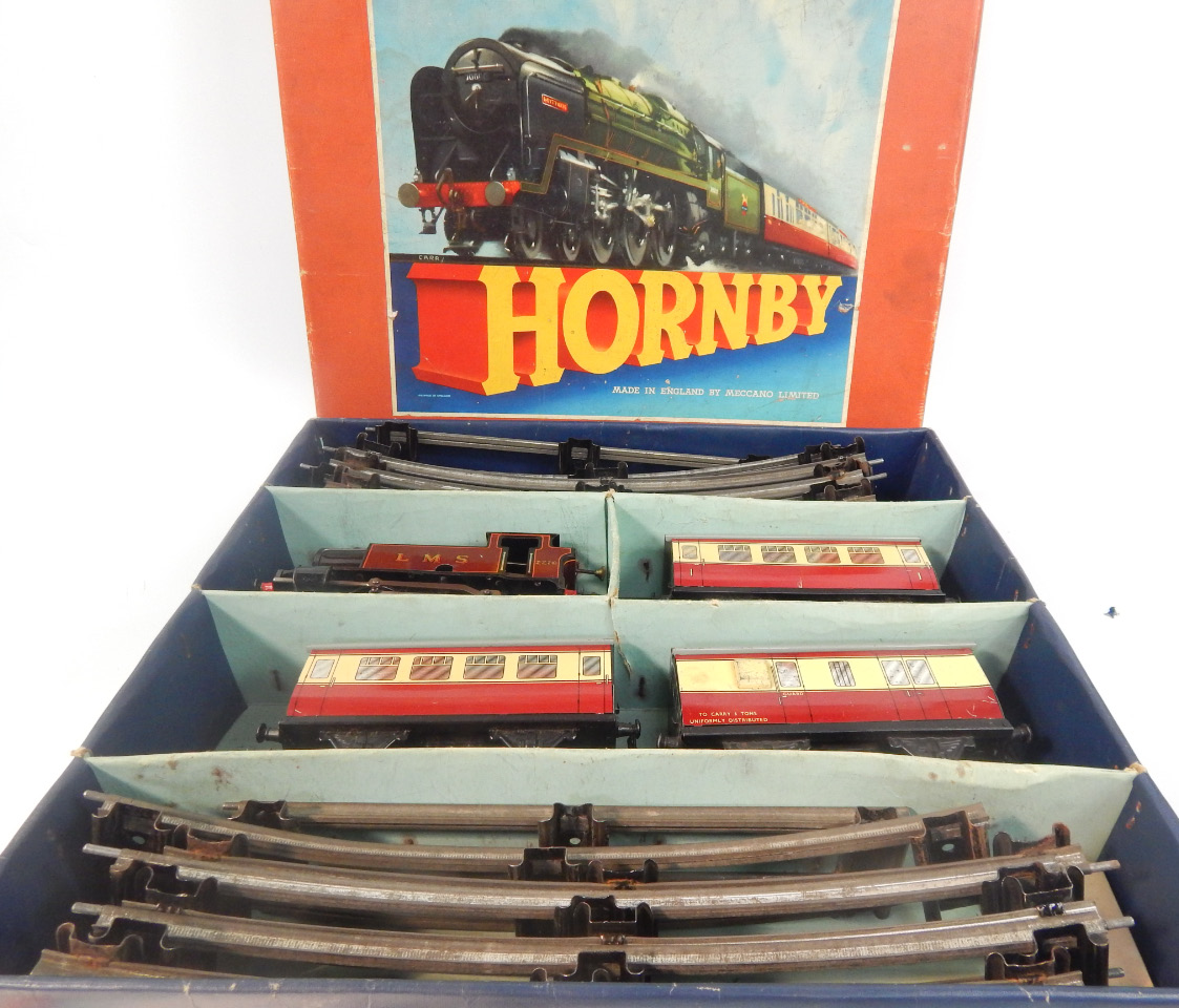 Appraisal: A Hornby tinplate train set with track rolling stock and