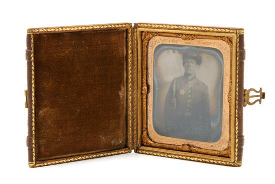 Appraisal: n Ambrotype of a Civil War Soldier in a fitted