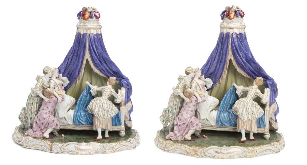 Appraisal: A pair of monumental Frankenthal porcelain figural groups th Century