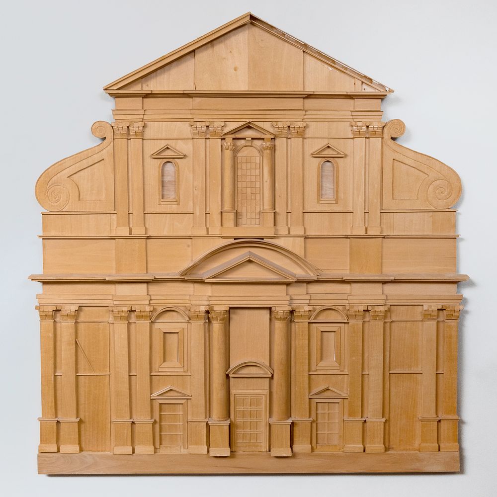 Appraisal: Carved Wood Model of a Neoclassical Fa ade x in