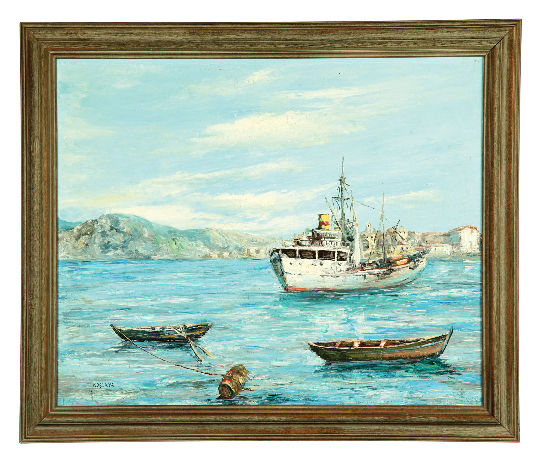 Appraisal: SEASCAPE WITH BOATS RUSSIAN TH CENTURY Oil on canvas signed