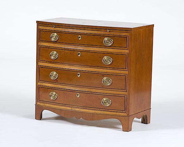 Appraisal: HEPPLEWHITE-STYLE BACHELOR'S CHEST Bachelor's chest of drawers th century by