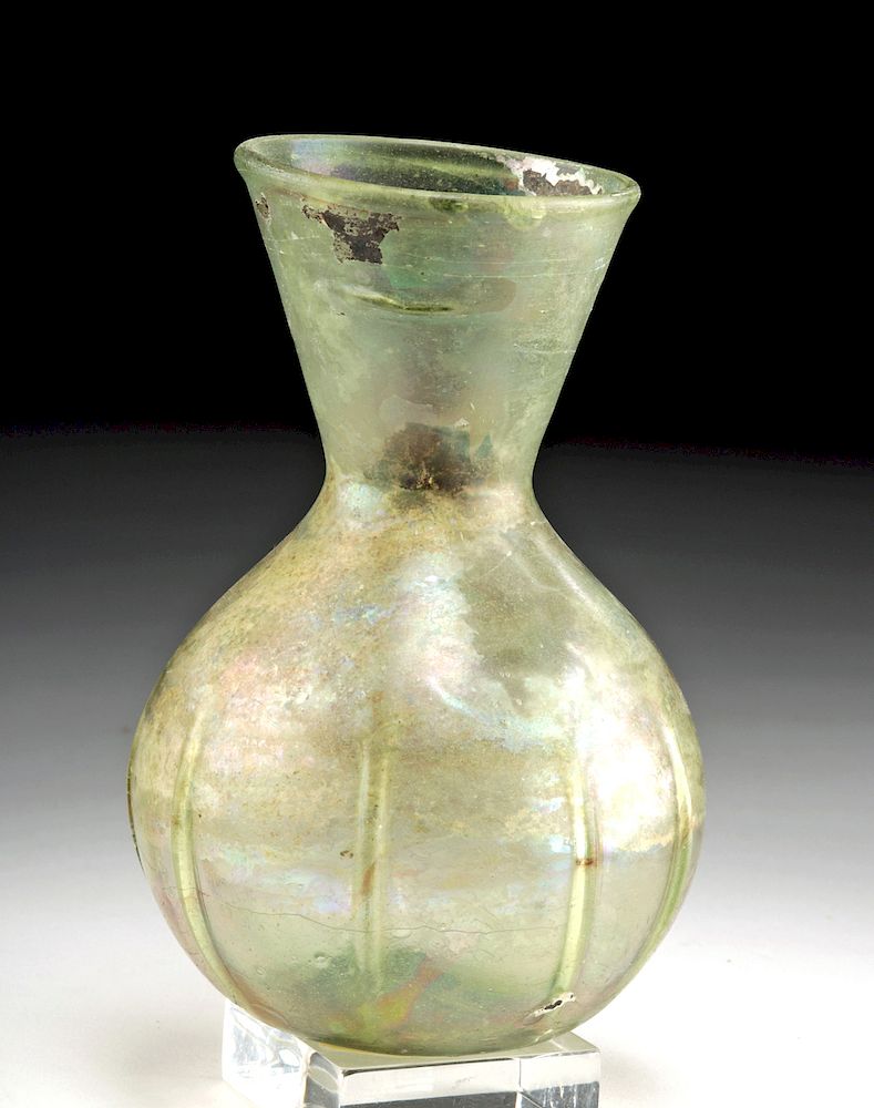 Appraisal: Roman Glass Bottle w Ribs Roman late Imperial Period ca