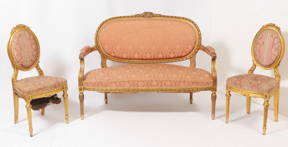 Appraisal: PIECE CARVED GILT FRENCH STYLE PARLOR SUITE pieces total with