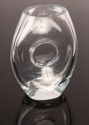 Appraisal: Daum a clear glass vase of oval form with central