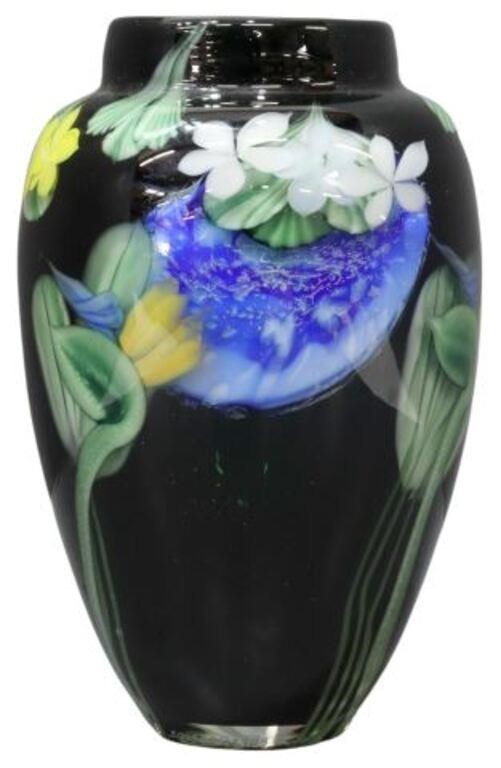 Appraisal: Art glass paperweight vase Daniel Salazar American b for Lundberg