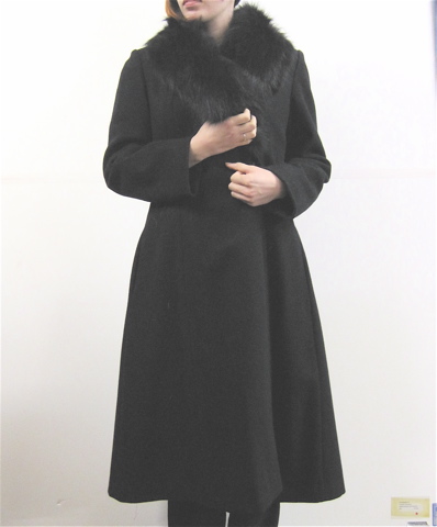 Appraisal: LADY'S FULL LENGTH COAT black wool possibly a blend with