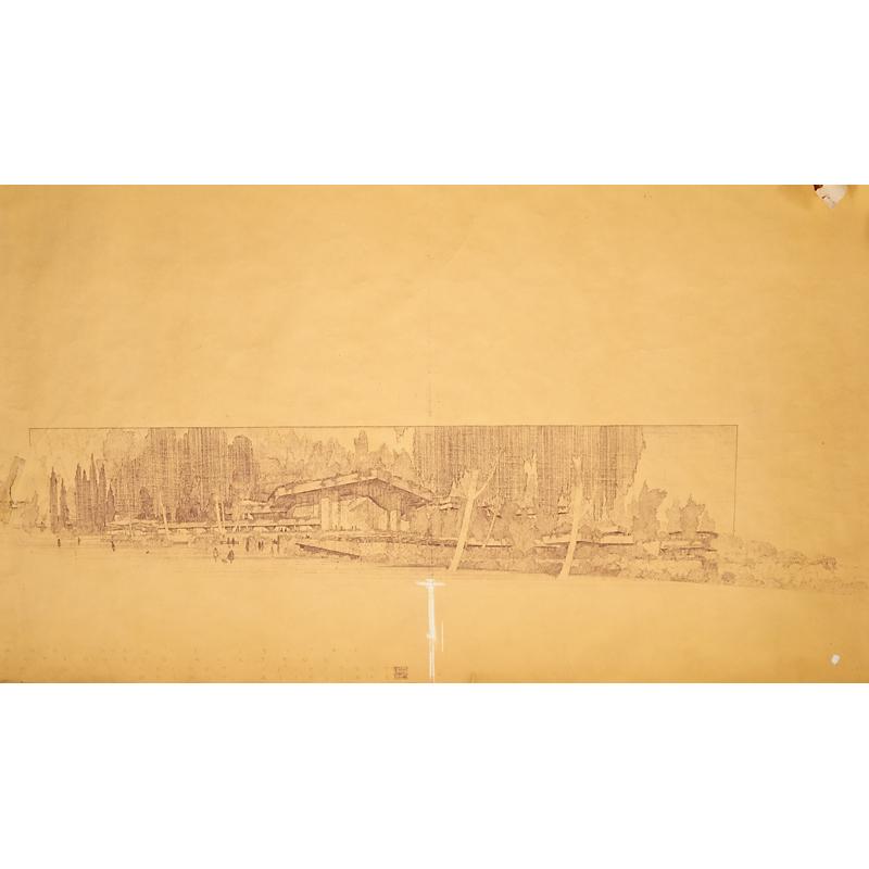 Appraisal: FRANK LLOYD WRIGHT Seven blueprints Condition Report Many folds and