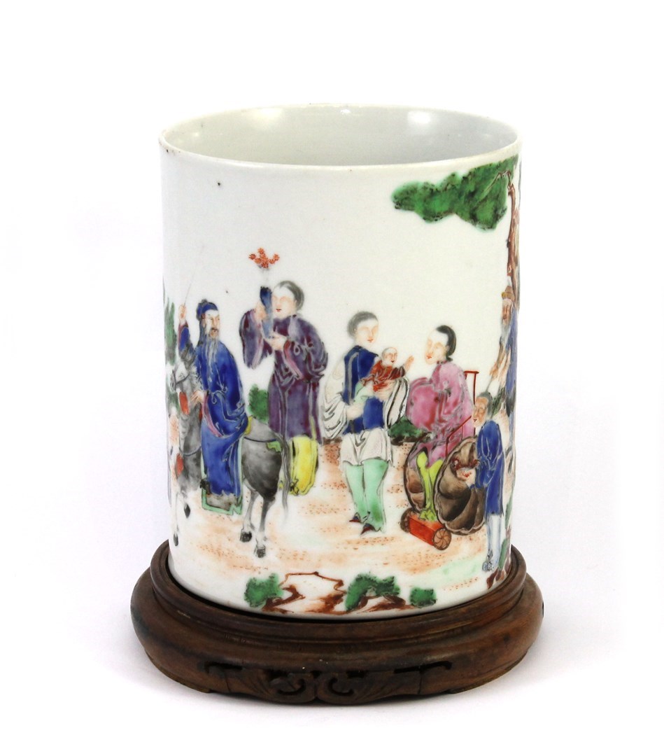 Appraisal: A Chinese porcelain famille-rose brush pot th century of cylindrical