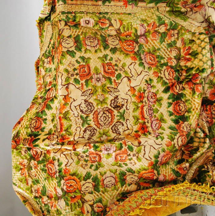 Appraisal: Late Victorian Mohair Floral Pattern Carriage Blanket with Fringe