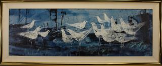 Appraisal: Hilliard Large Painting of Gulls Hilliard Large Painting of Gulls