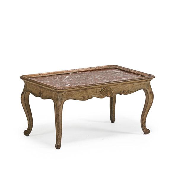 Appraisal: LOUIS XV STYLE MARBLE TOP LOW TABLE Cabriole legs th