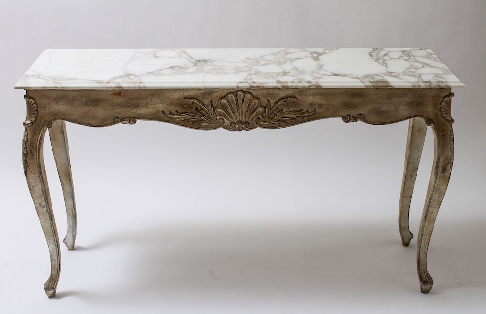 Appraisal: George II Manner Silver-Gilt Console Wood Marble English George II