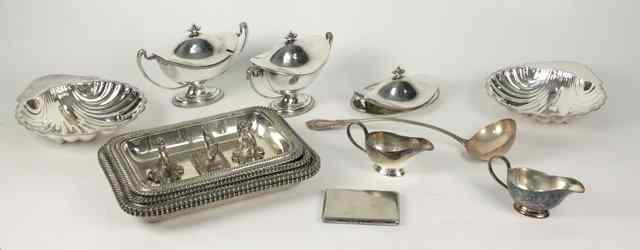 Appraisal: A quantity of electroplated wares including two entr e dishes