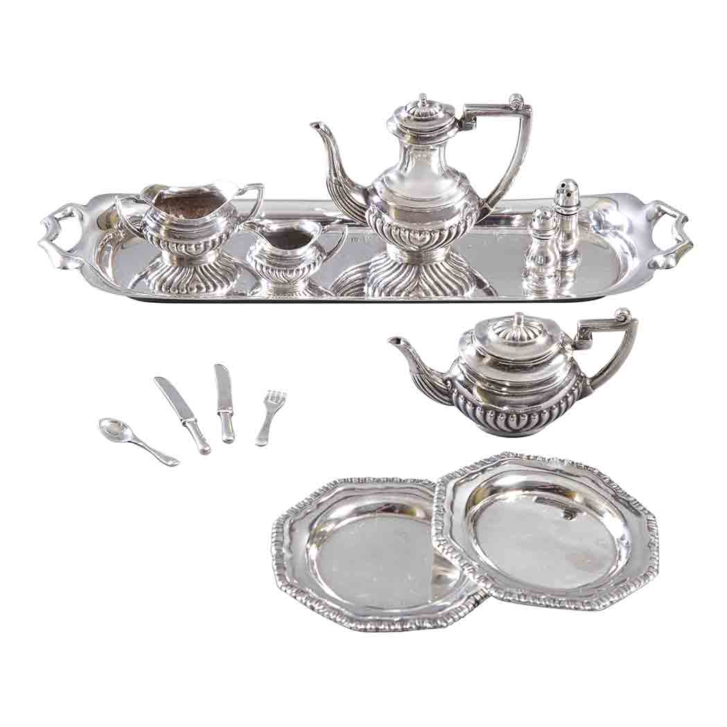 Appraisal: English Silver Miniature Tea Service Comprising a teapot coffee pot