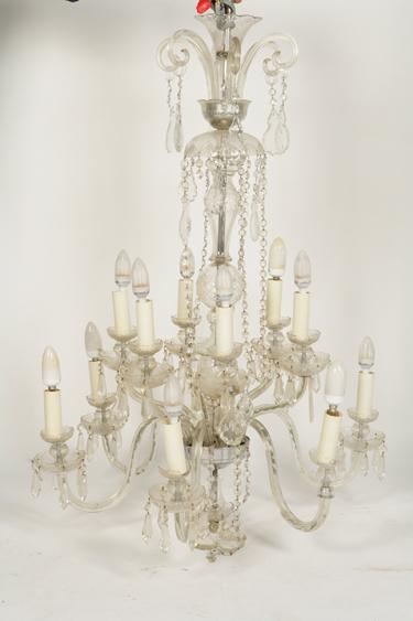 Appraisal: A LARGE CUT GLASS CHANDELIER with a tall central column