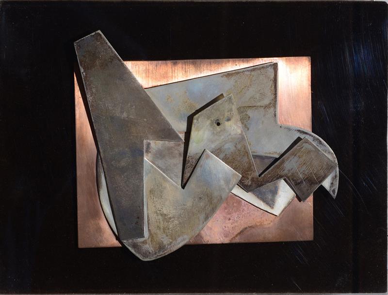 Appraisal: HANS RICHTER - METAL RELIEF Silver and copper relief sculpture