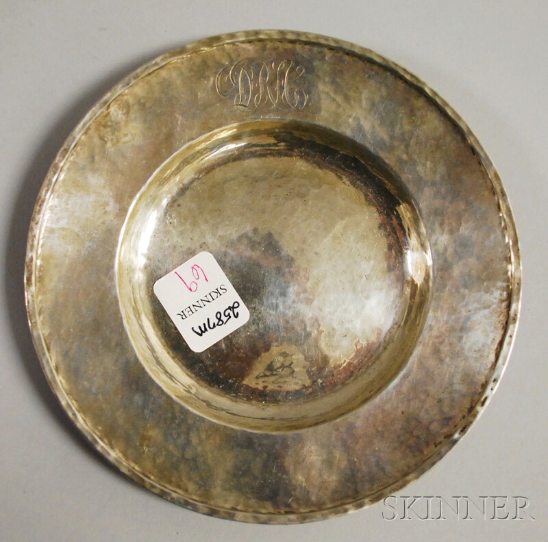 Appraisal: Frank W Smith Hammered Sterling Silver Side Plate monogrammed dia