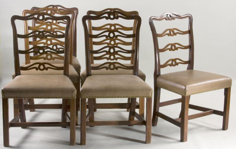 Appraisal: Set of Six English Ribbon Back Chairs th century and