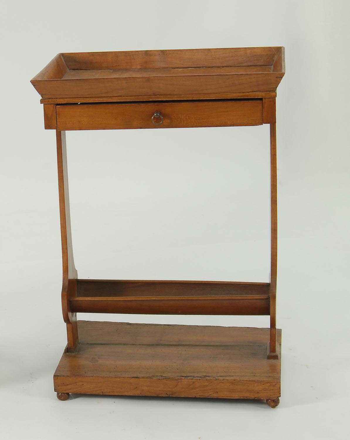 Appraisal: UNUSUAL ONE-DRAWER SIDE TABLE in pine with galleried top and