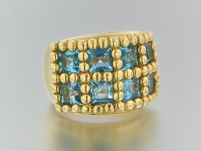 Appraisal: An k Gold and Aquamarine Ring k yellow gold mounting