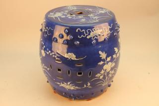 Appraisal: th C Blue White Chinese Garden Stool with pierced sides