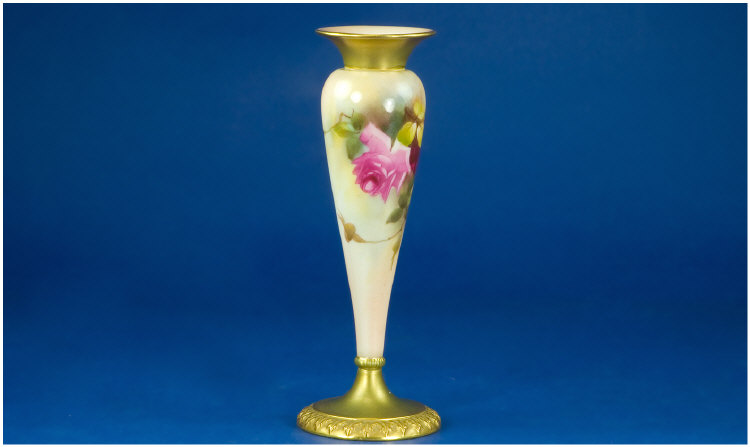 Appraisal: Royal Worcester Specimen Vase Date mark Handpainted with pink and